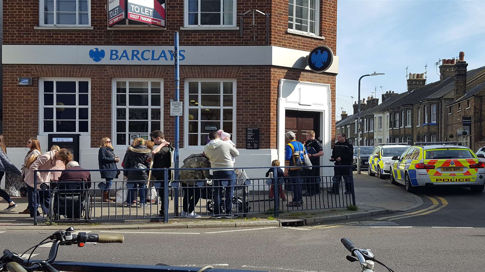 Police at the scene of the bank robbery at Barclays in Whitstable