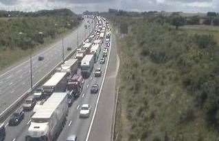 There are eight mile queues on the M25. Picture: Highways England (12349633)