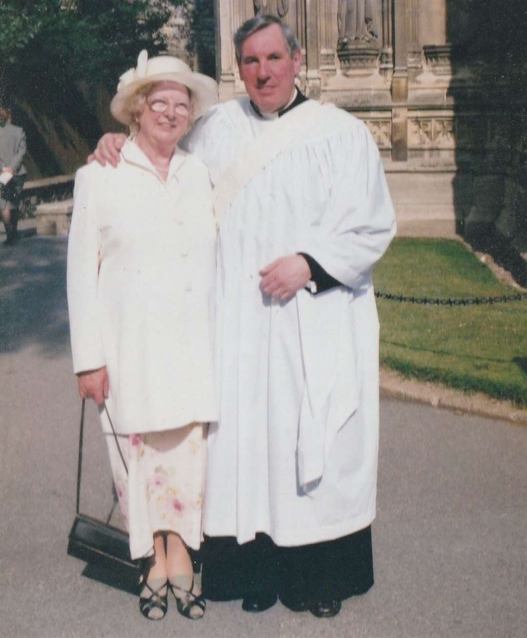 Iain Taylor with wife Doris at his ordination. Picture: Liz Sharp
