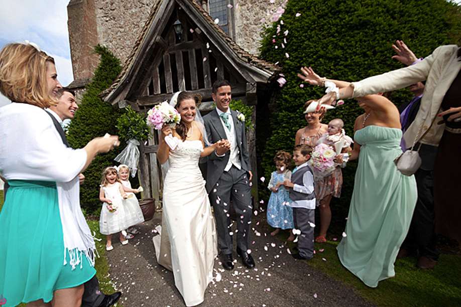 A happy couple tie the knot at the priory