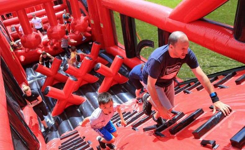 The inflatable course at Brands Hatch is full of fun obstacles for all ages. Picture: UK Running Events