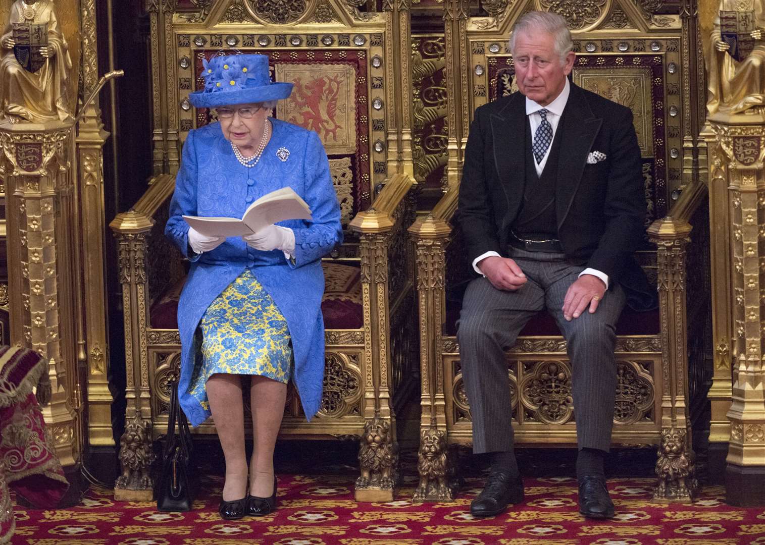 The Queen and the Prince of Wales at the State Opening of Parliament (Arthur Edwards/The Sun/PA)