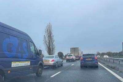 Traffic was briefly held on the M2 coastbound between Sittingbourne and Faversham