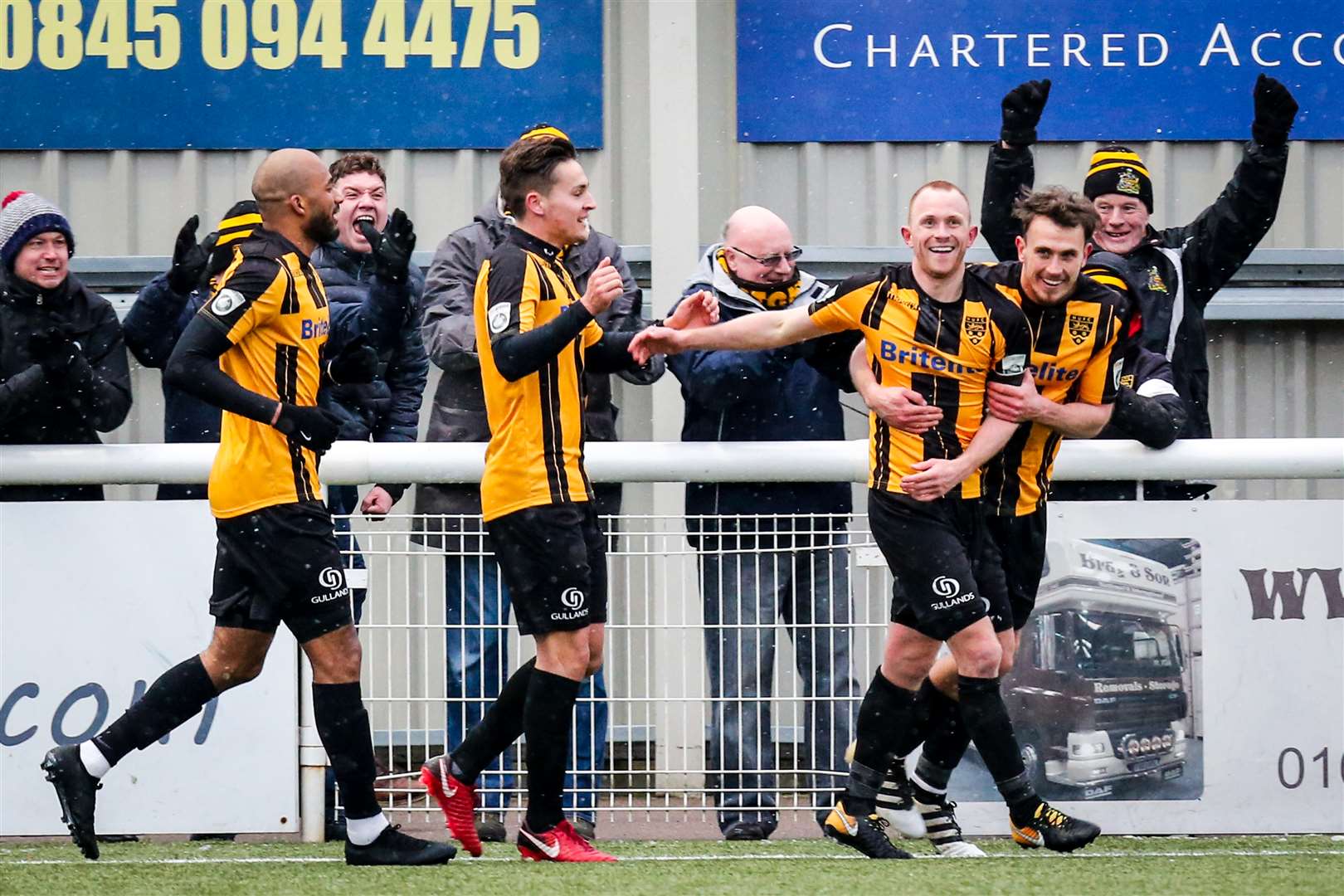 Delight for Stuart Lewis and Maidstone team-mates Picture: Matthew Walker