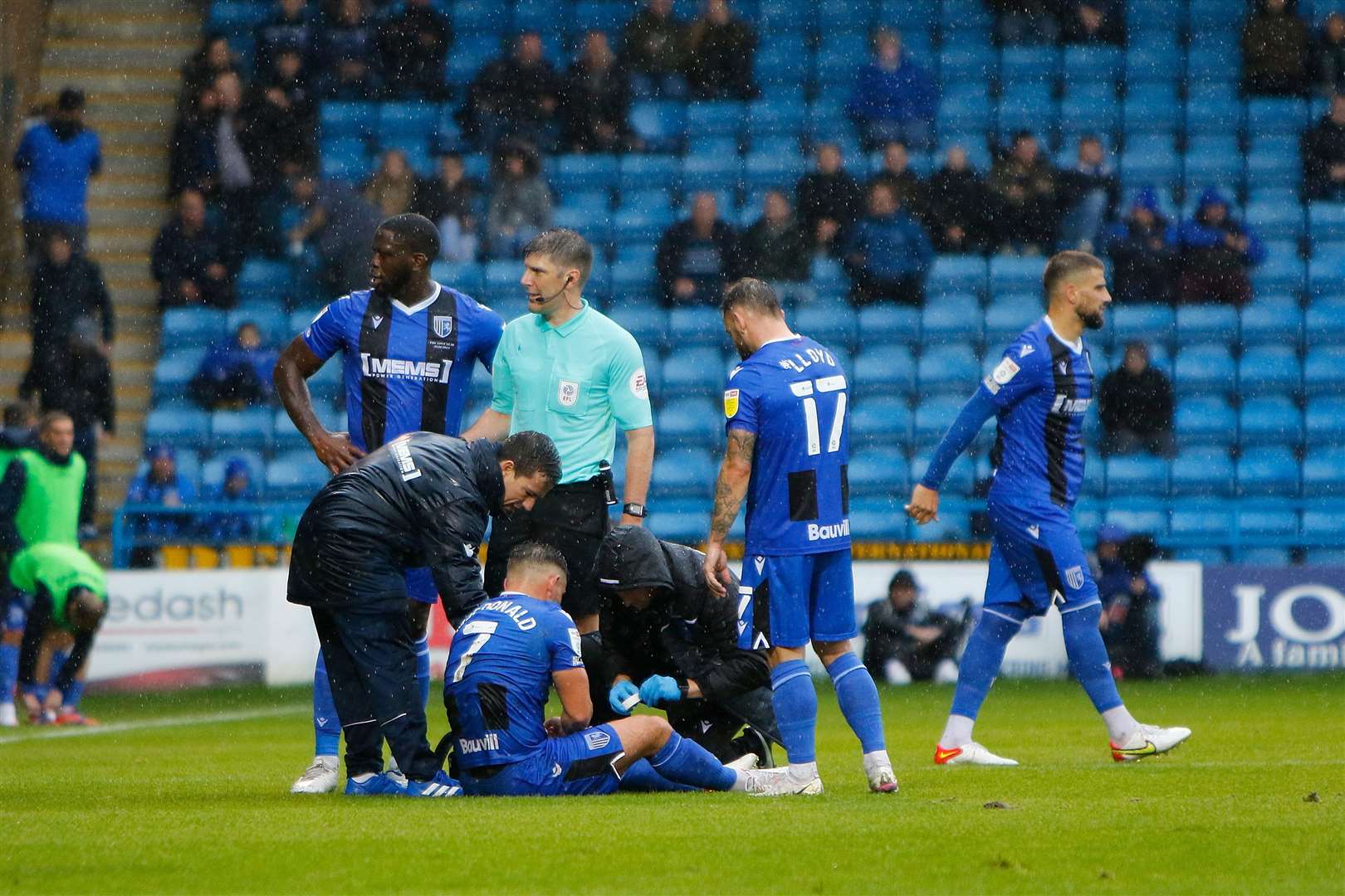 Alex MacDonald picked up a nasty cut to his leg which needed glueing together Picture: Andy Jones