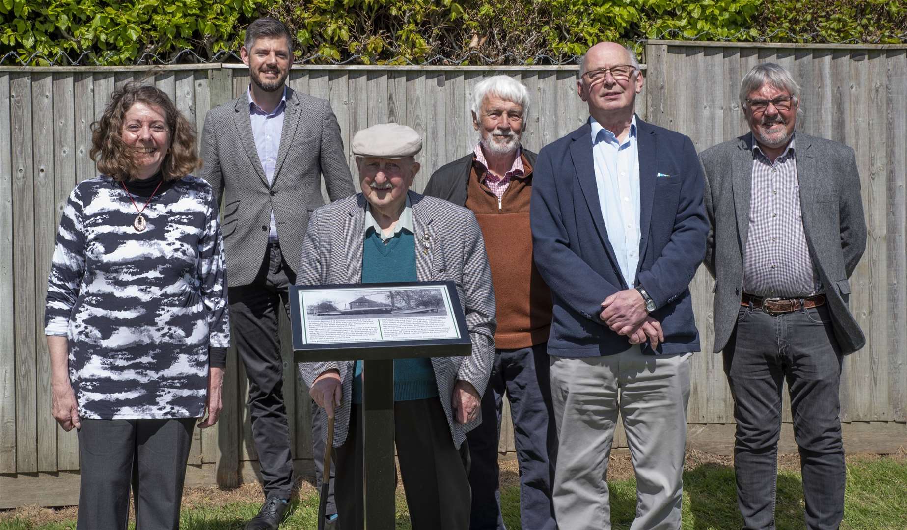 Eighty years on: Peter Rainer with from left to right: Philippa Seager, Matthew Forest, Robin Britcher, Chris Morley and Alan Dean. Picture: Ellie Crook