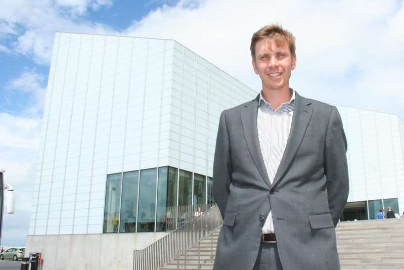 Richard Morsley, deputy director of Turner Contemporary, prepares to celebrate the one millionth visitor to the gallery