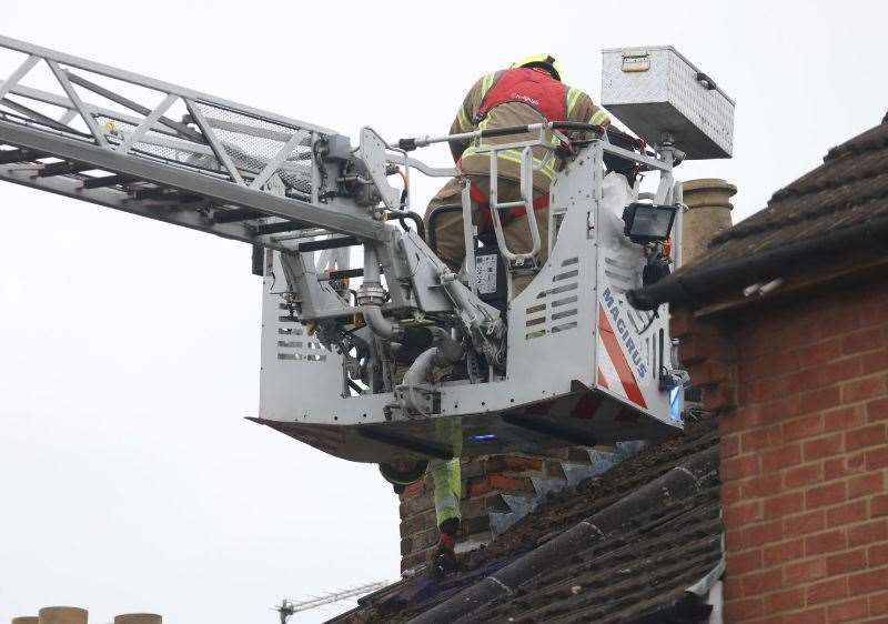 Fire crews were called to a house in Warwick Place, Maidstone. Picture: UKNIP