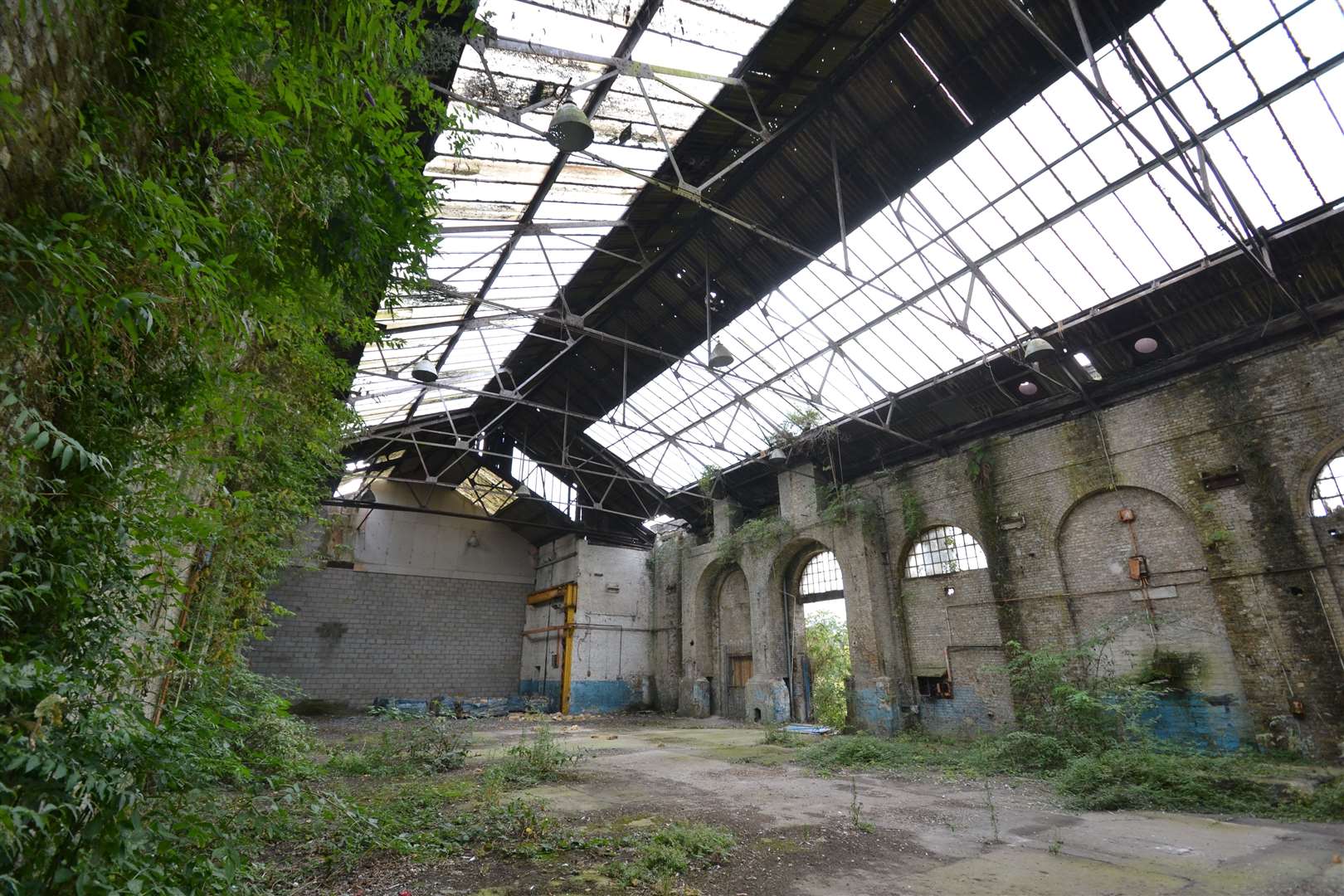 Nature has begun to encroach on the main locomotive shed