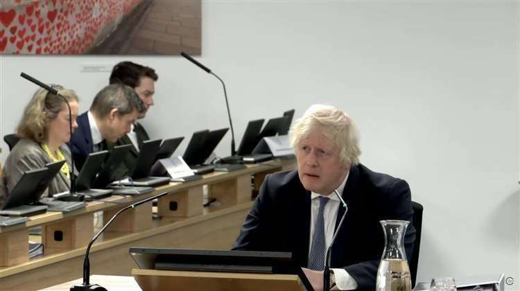 Former prime minister Boris Johnson was pressed in the hearing. Picture: UK Covid-19 Inquiry/PA