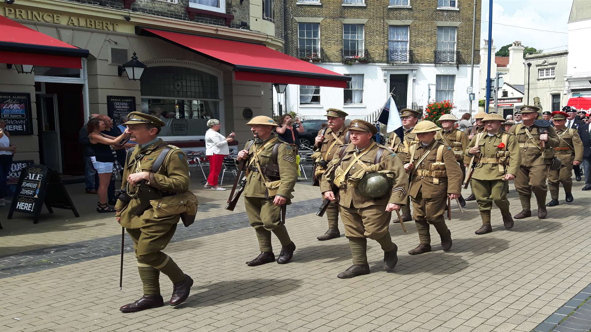 First World War re-enactors march through Dover to commemorate the Somme.