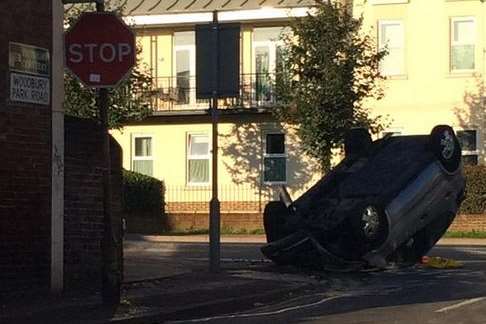 The car ended up on its roof. Picture: David Smith