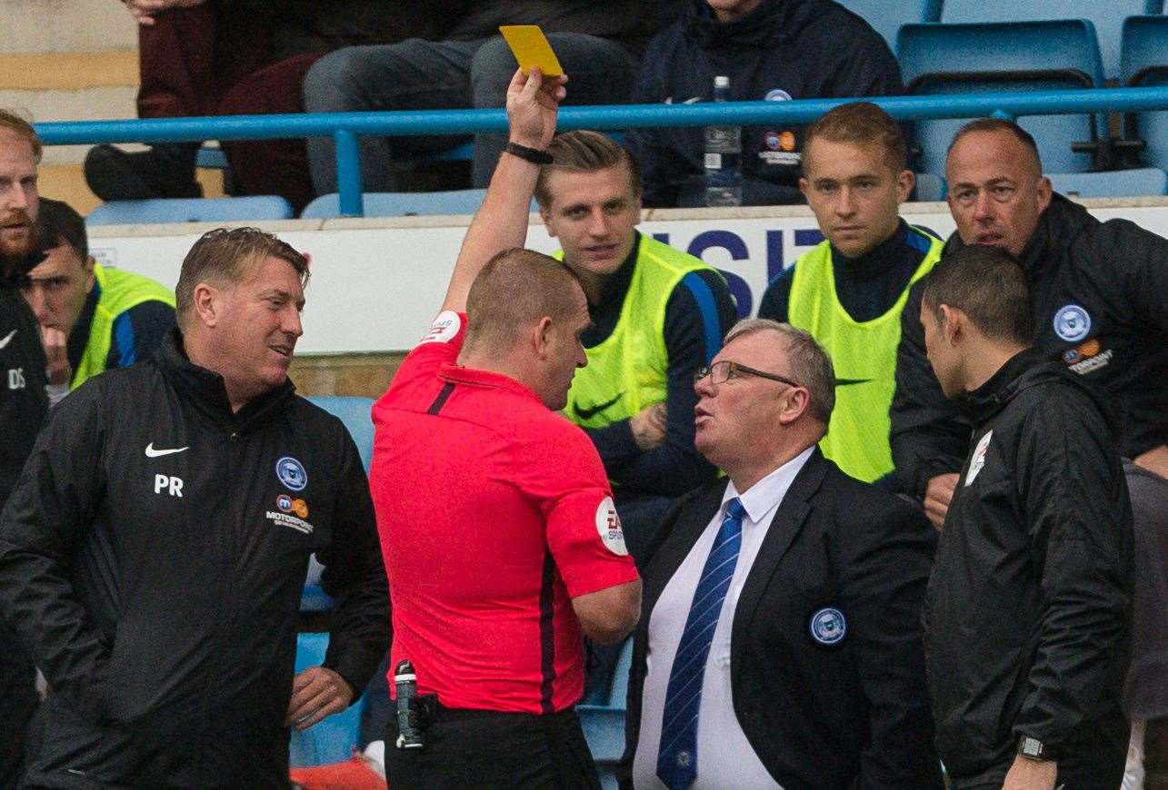 Steve Evans was booked at Priestfield earlier this season, then managing Peterborough United Picture: Ady Kerry