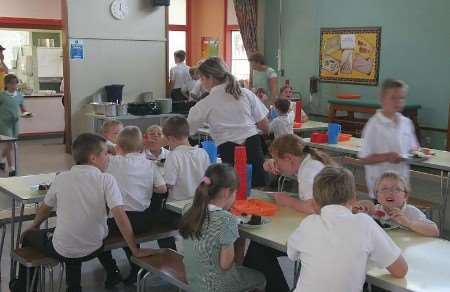 CHANGES AHEAD: Pupils at Maidstone's Senacre Primary School during the lunch break. Picture: JOHN WESTHROP