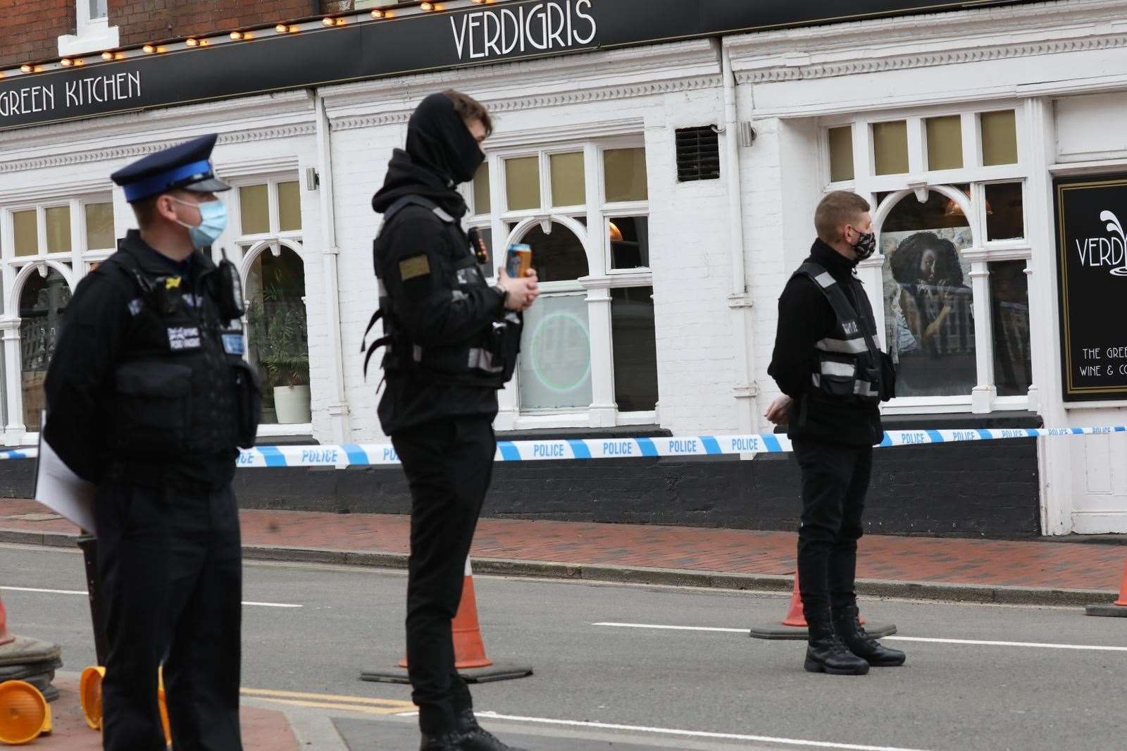 Officers swarmed Tonbridge town centre after the attack. Picture: UK News in Pictures