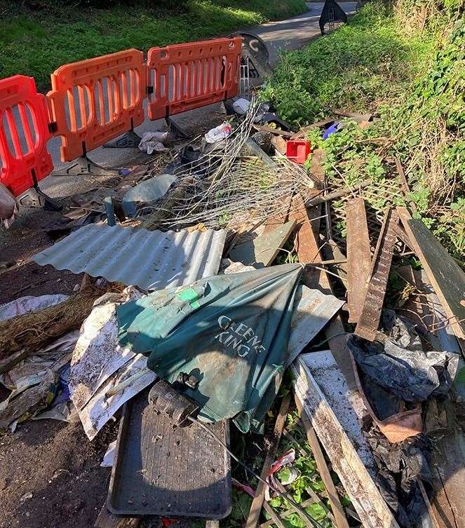 Huge amounts of waste were found dumped in Oakenden Lane. Photo: Gravesham council