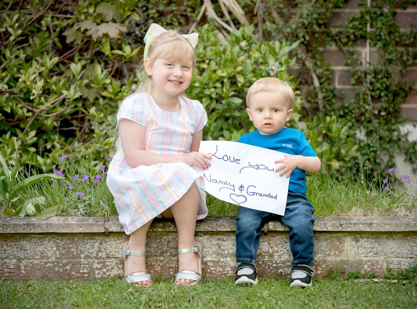 Scarlett and Harry used the photos to wish their nanny a happy birthday, as they couldn't be with her. Photo: Estelle Thompson Photography