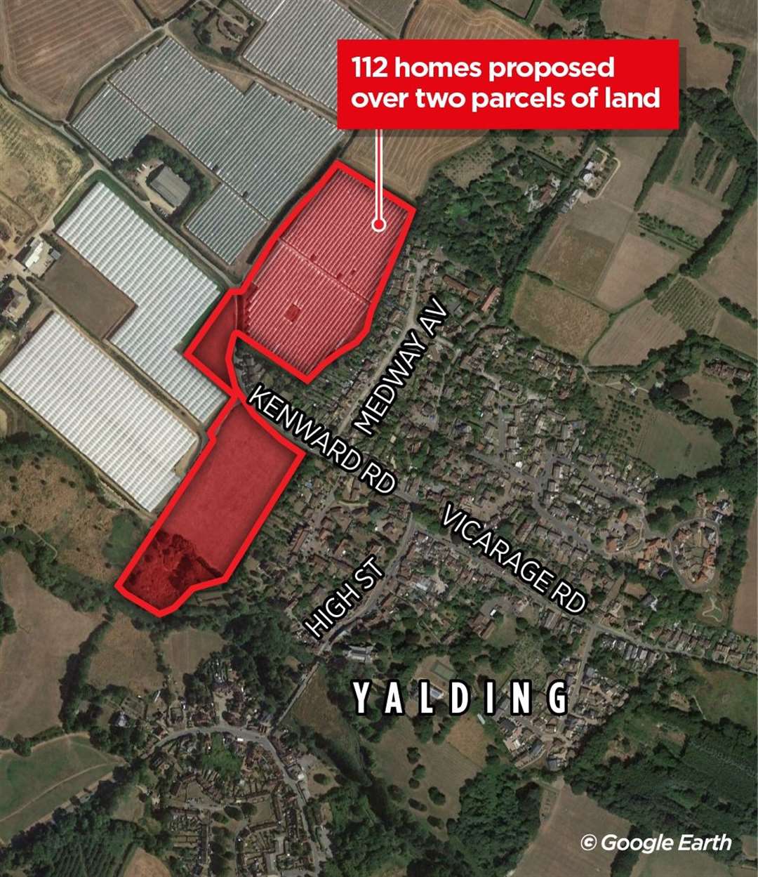 The development would sit on two parcels of land north and south of Kenward Road