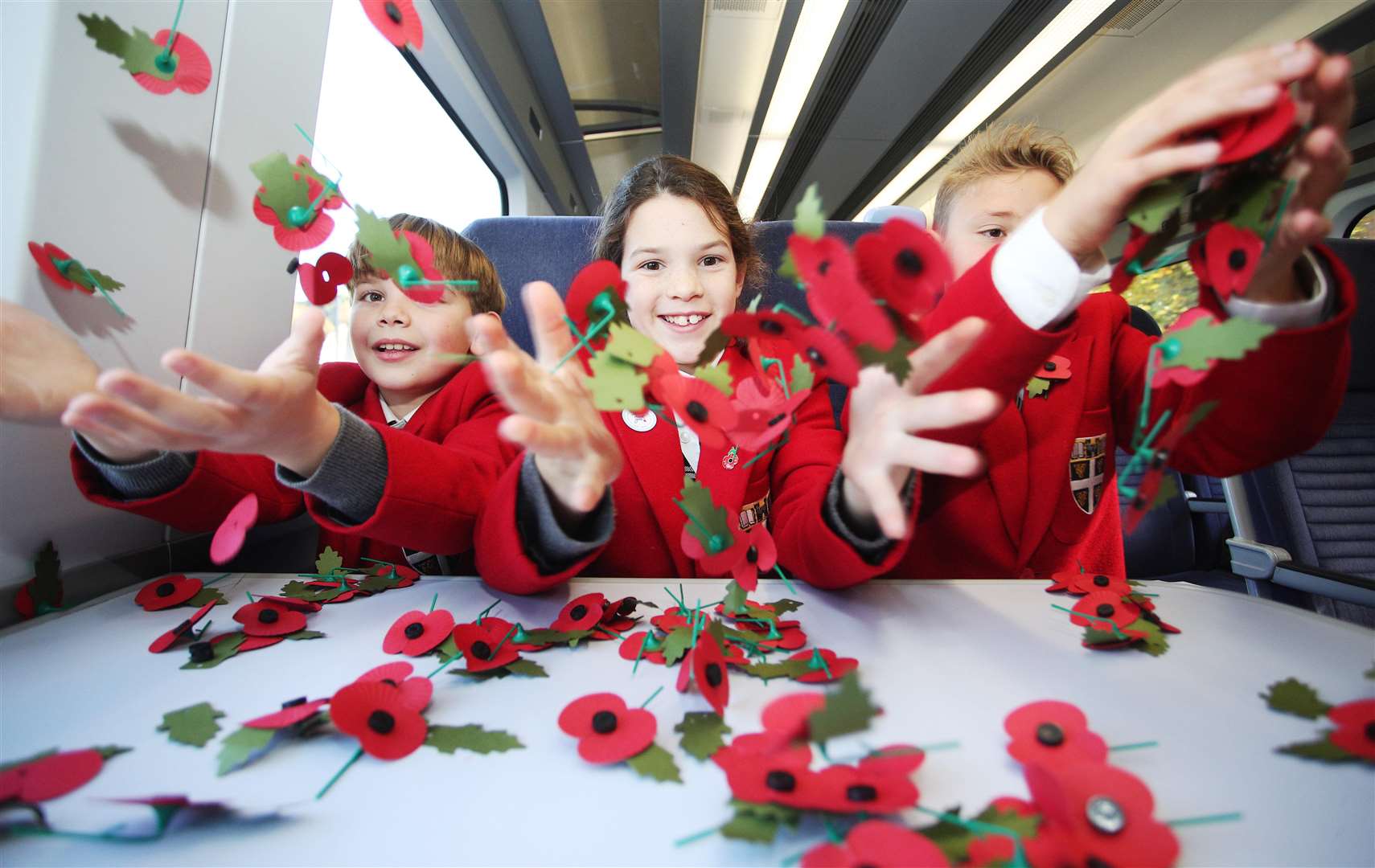 Dover College children on their Remembrance train journey. Picture: Southeastern