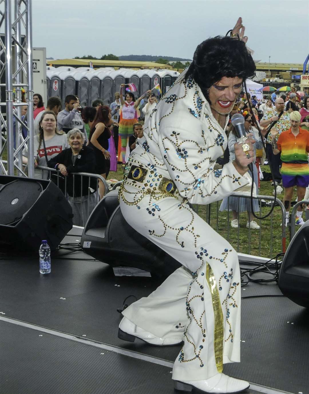 Elbrace, aka Gay Elvis entertains the crowd at a previous Medway Pride