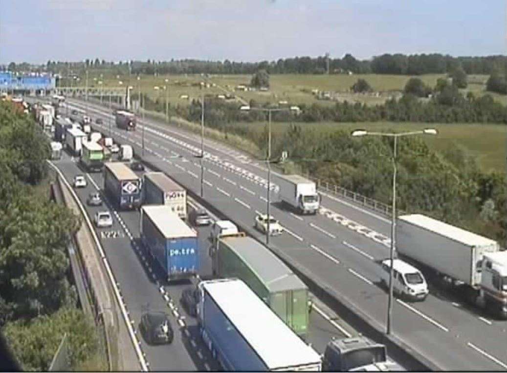There are severe delays on the M25 anticlockwise at the Dartford Crossing, with congestion leading back to Junction 4 at Orpington. Picture: National Highways