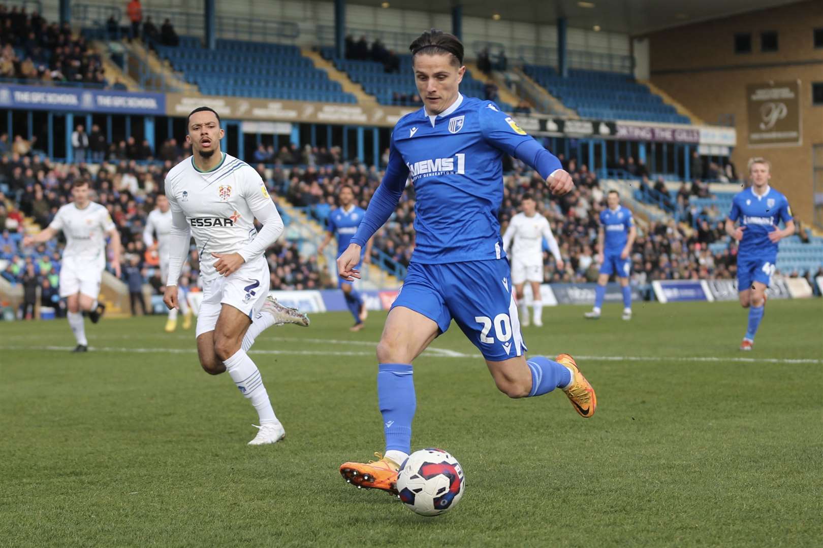 Tom Nichols in action for the Gills against Tranmere