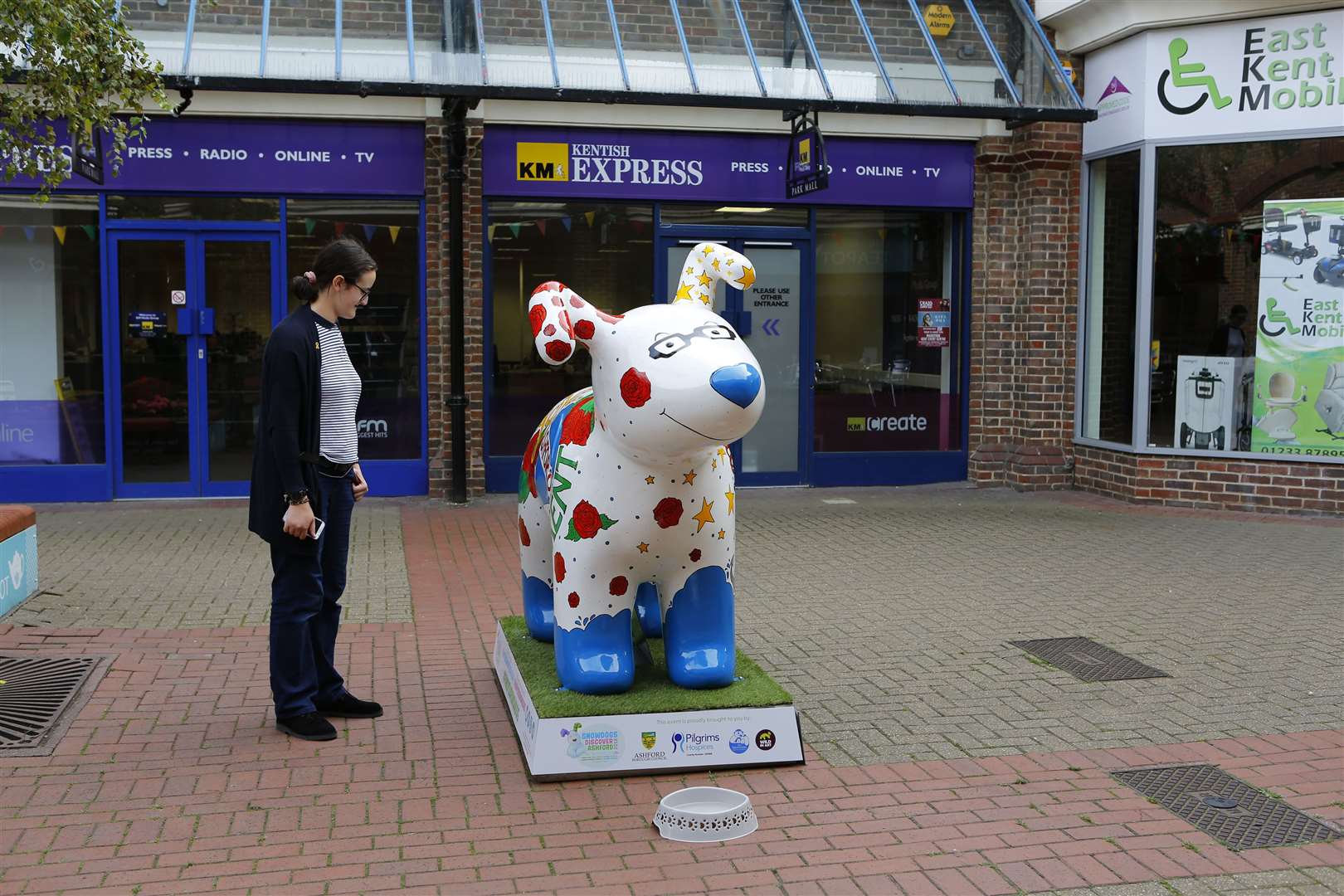 One of her creations, Bark Kent, was stationed outside the Kentish Express office for two months