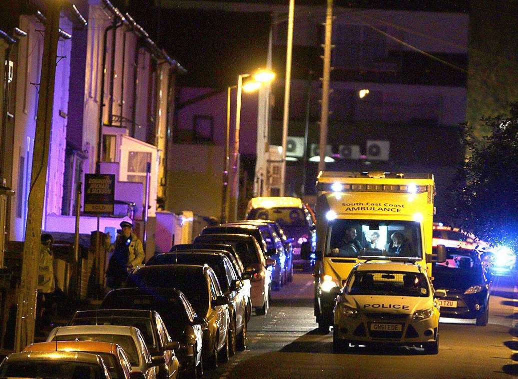 Emergency services in Gardiner Street, Gillingham. Photos: Keith Thompson