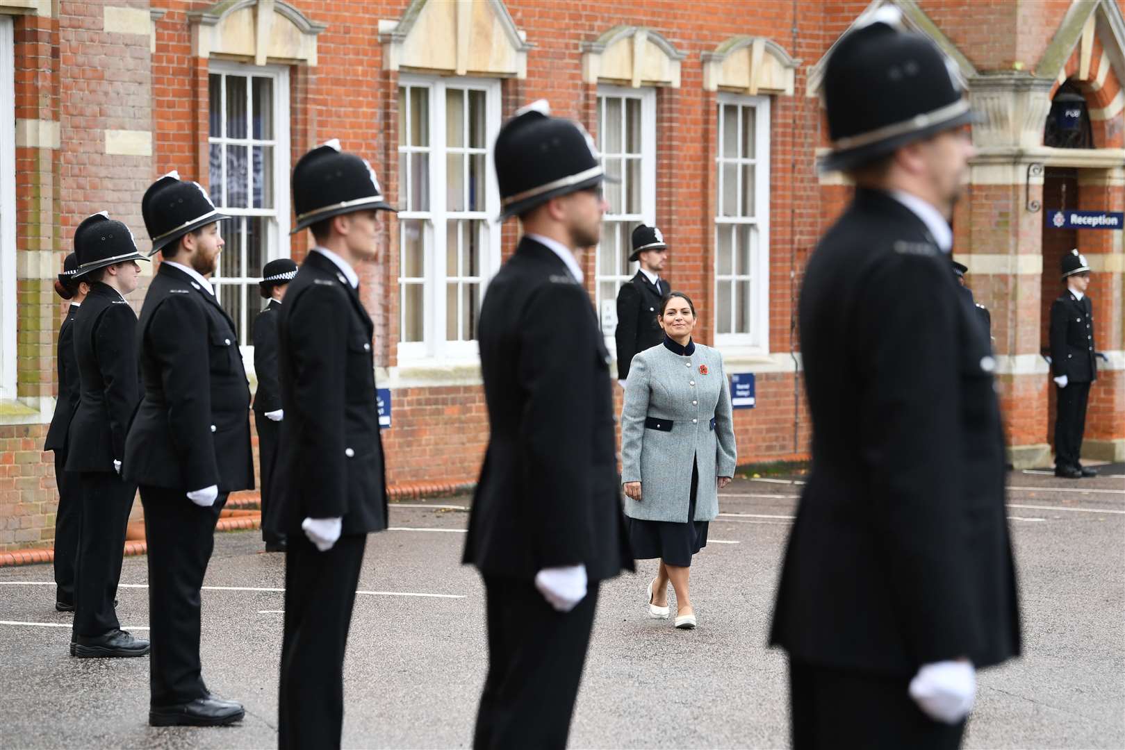 Home Secretary Priti Patel at a passing out parade for new recruits at Essex Police Headquarters in Chelmsford on Thursday (Stefan Rousseau/PA)