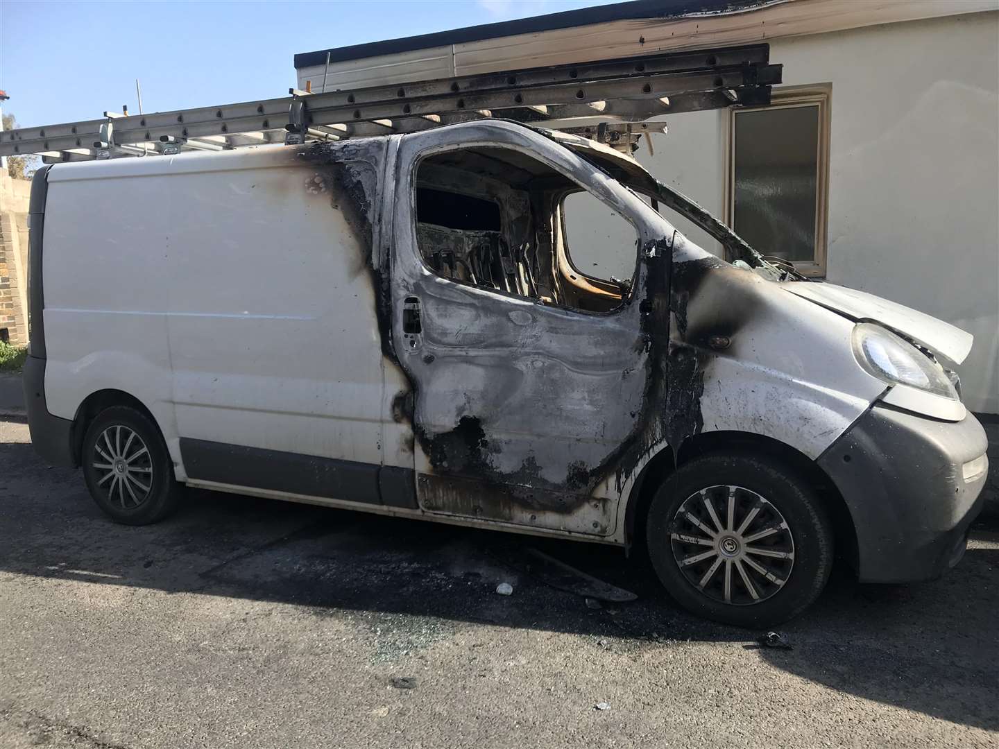 The burnt out van in Canada Road in Deal (1941693)