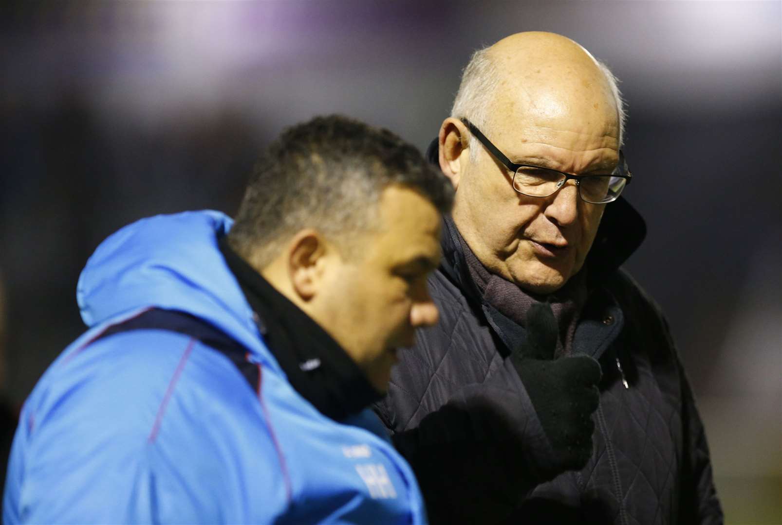 Maidstone head of football John Still talks tactics with head coach Hakan Hayrettin Picture: Andy Jones