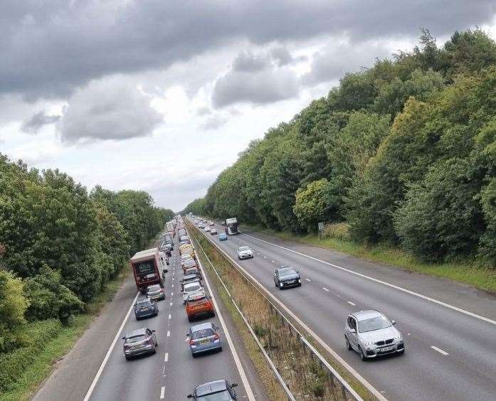 Traffic on the M2 is currently slow-moving
