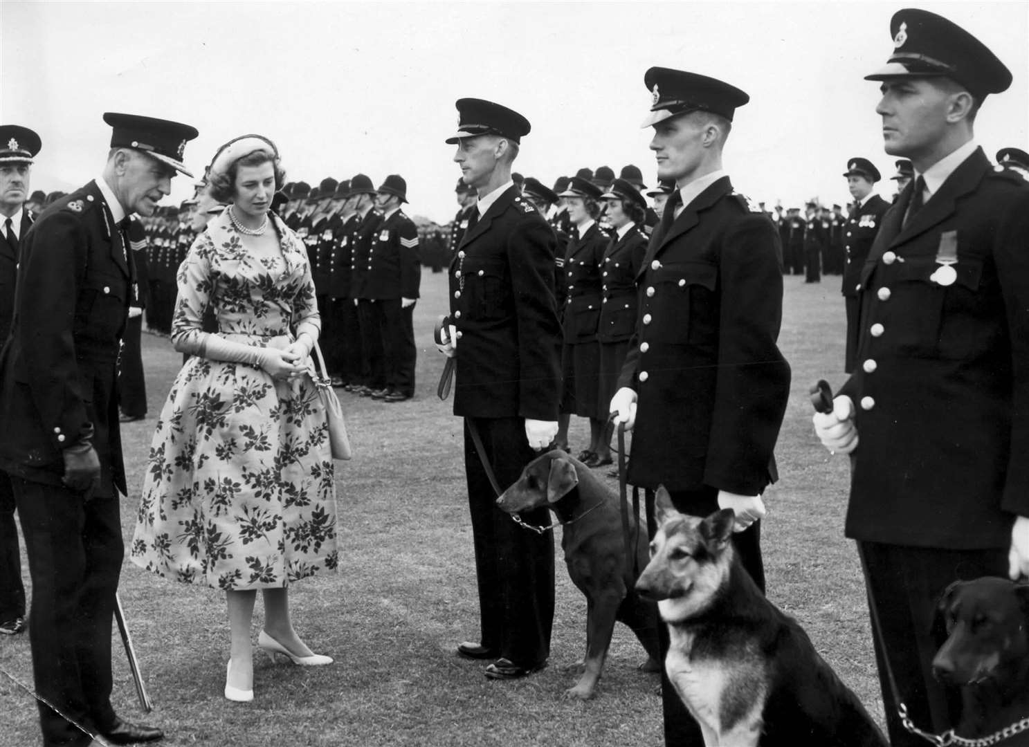 Princess Alexandra on a visit at Maidstone police headquarters in Sutton Road in June 1957