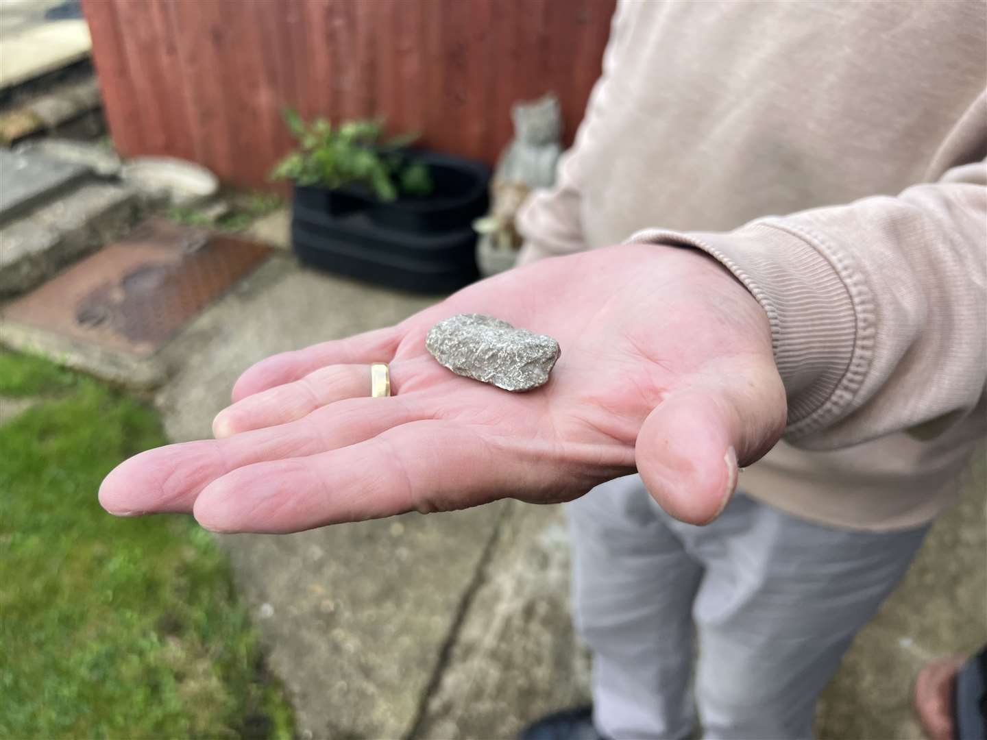 The stone which hit Terrence Glover's Coombe Drive window
