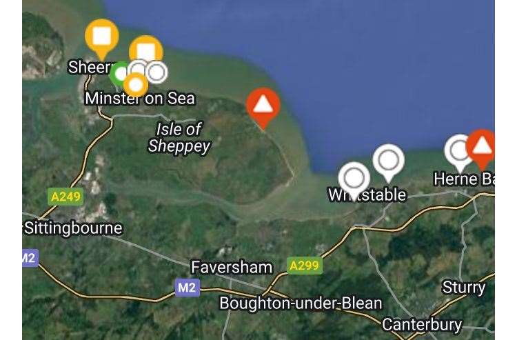 Sewage releases across Sheppey. Southern Water Beachbouy