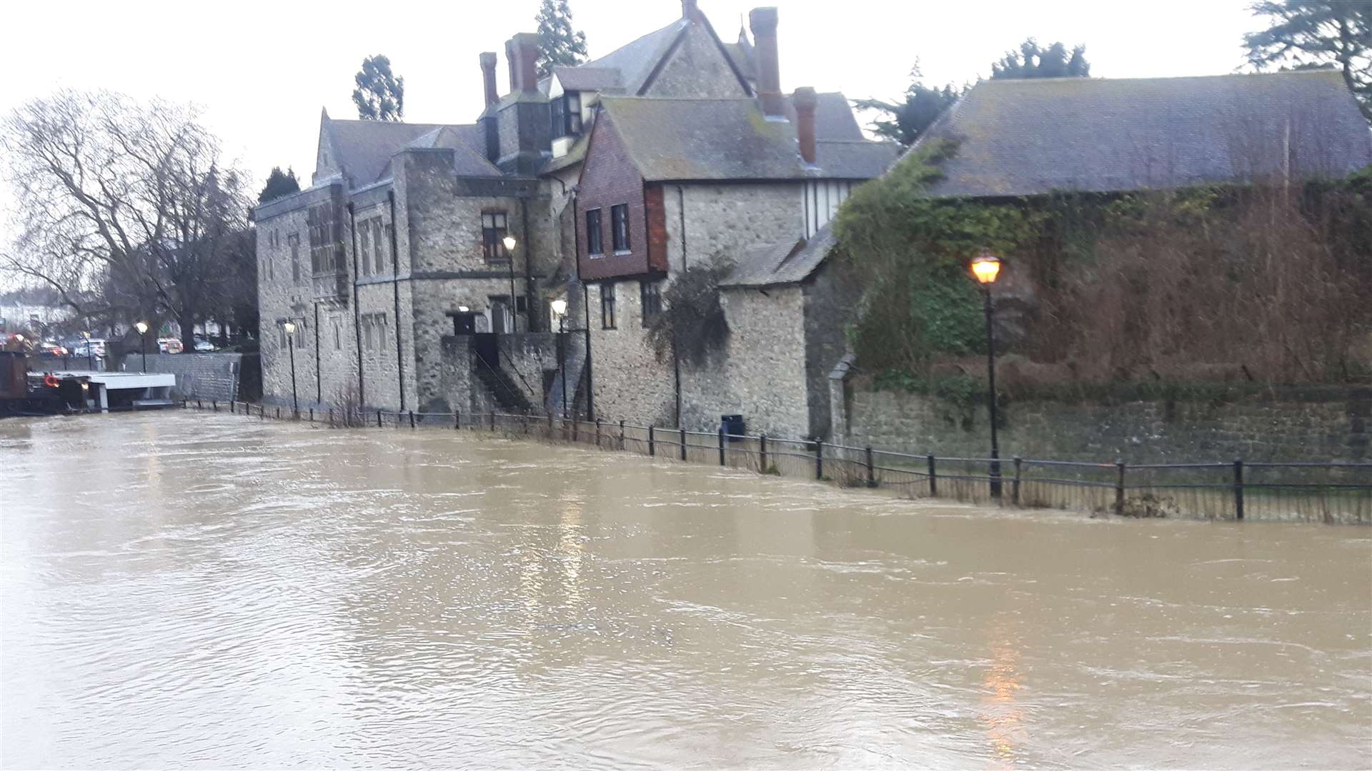 The River Medway is exceptionally high in Maidstone
