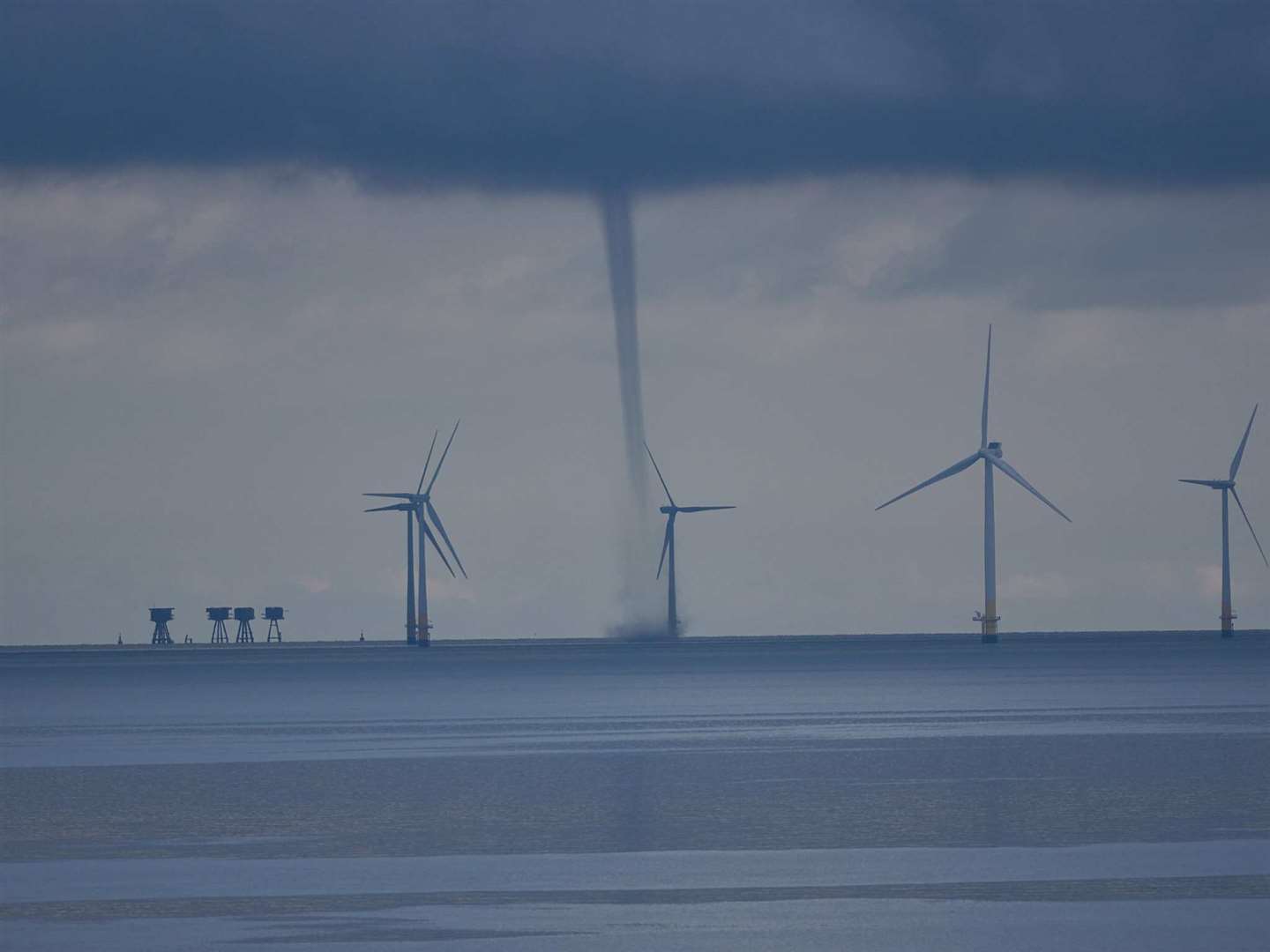 Multiple water spouts hit the sea off the coast of Herne Bay this morning. Picture: Andy Taylor