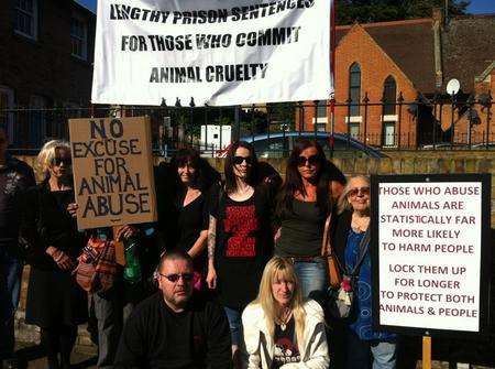 Animal rights protestors gathered outside Dartford Magistrates' Court after Stacey Lockhurst was sentenced
