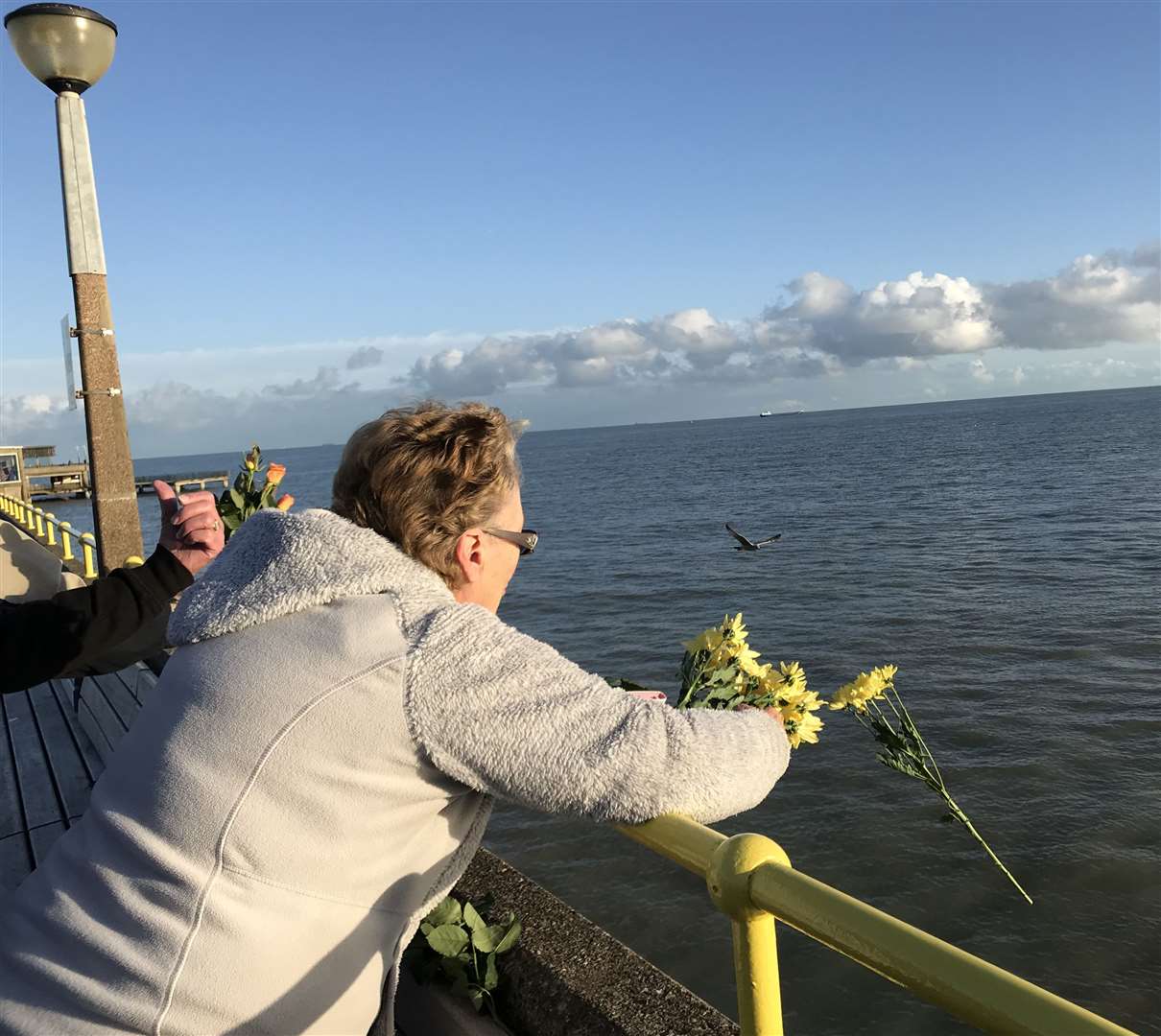 Friends and family of Debbie Griggs threw flowers in to the sea at Deal in her memory after Andrew Griggs' conviction for her murder
