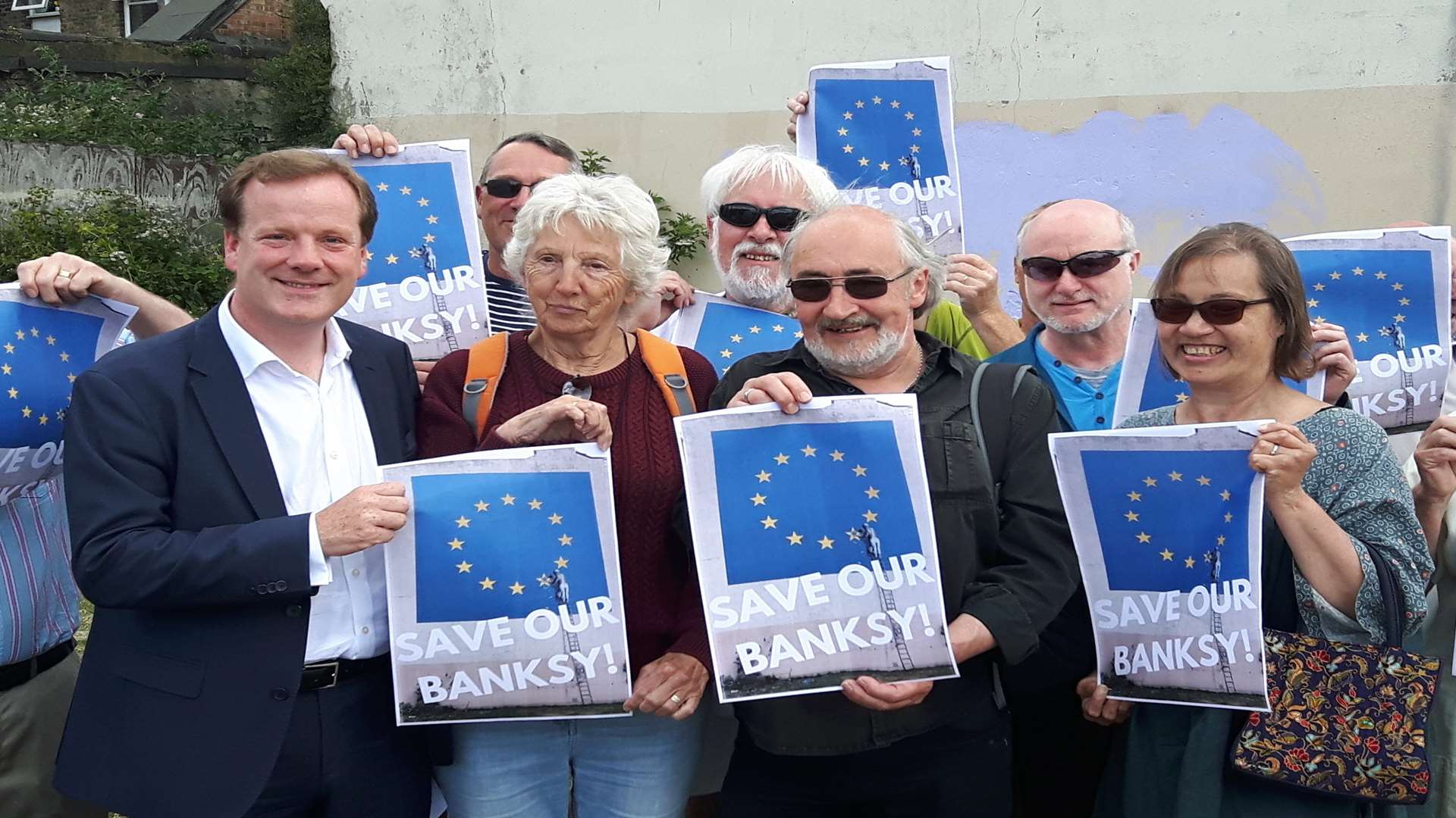 MP Charlie Elphicke and supporters at the launch of June's Save Our Banksy campaign
