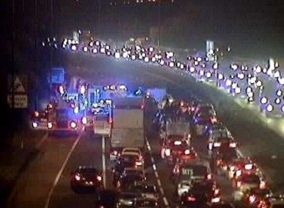 Delays on the A2 near Dartford after a crash. Picture: Highways England.