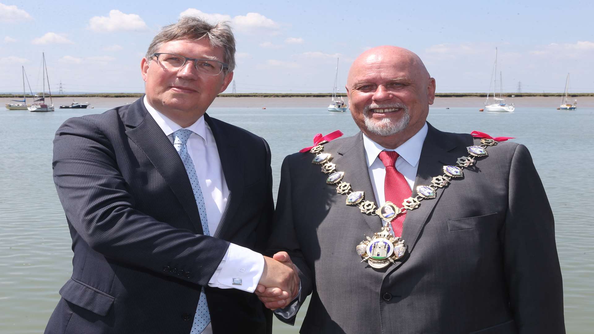Dutch Mayor of Brielle Gregor Rensen, left, with The Mayor of Queenborough Cllr Mick Constable