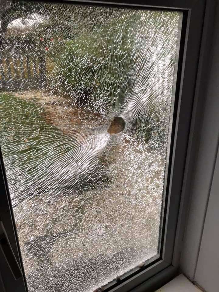 This window was shattered on Oak Tree Road in Ashford in 2019