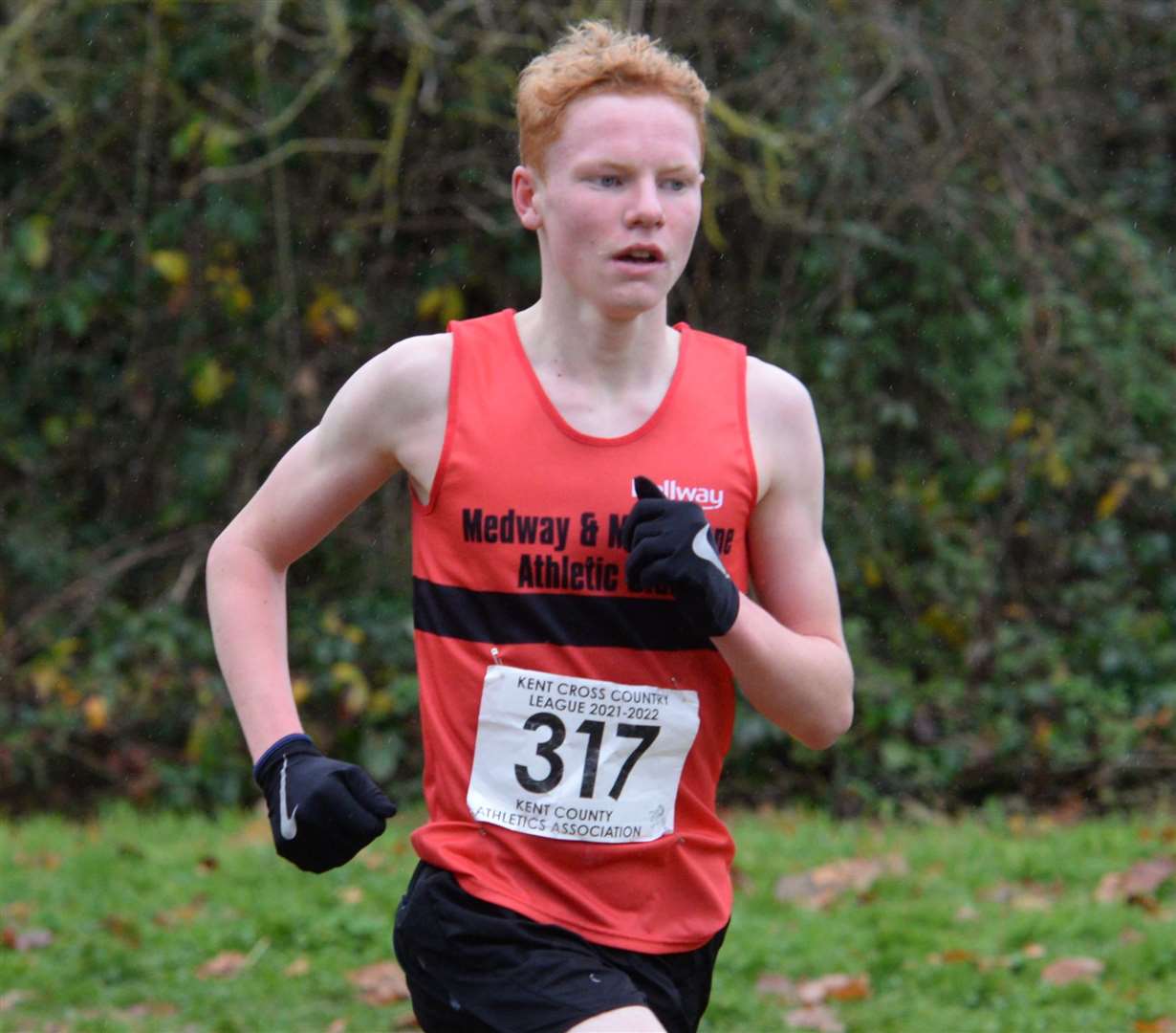 Alex Dack of Medway and Maidstone made strides to win the under-15 boys' race. Picture: Chris Davey (53364416)