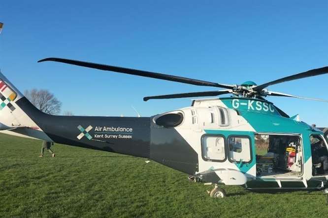 An air ambulance landed near Sevenoaks following a road traffic collision. Picture: Brian Henderson