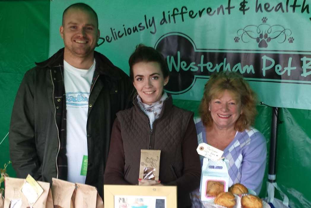 Westerham Pet Bakery's David Chapman, Rosie McConnachie, centre, and Linda Chapman at the Kent County Show
