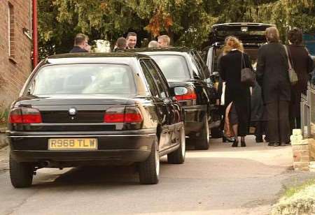 The funeral car arriving at the church. Picture: MATT McARDLE
