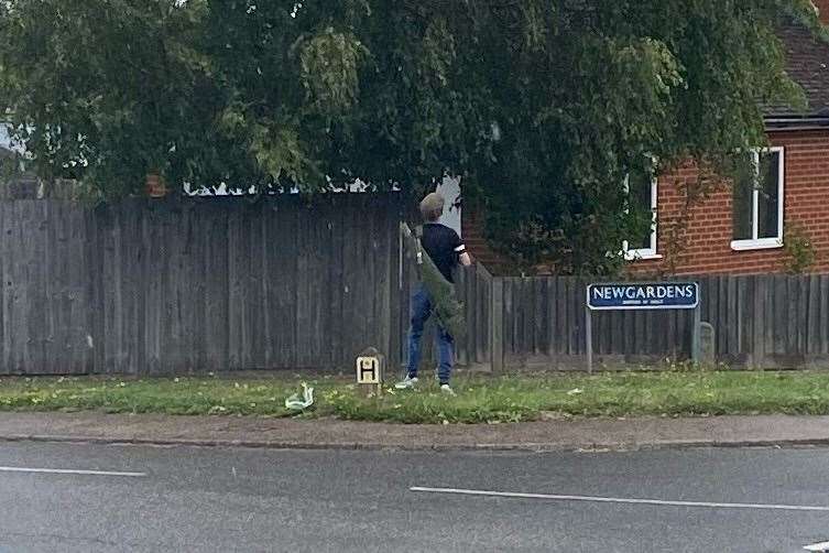 Two men have been seen shooting at pigeons, people, cars and houses in Teynham