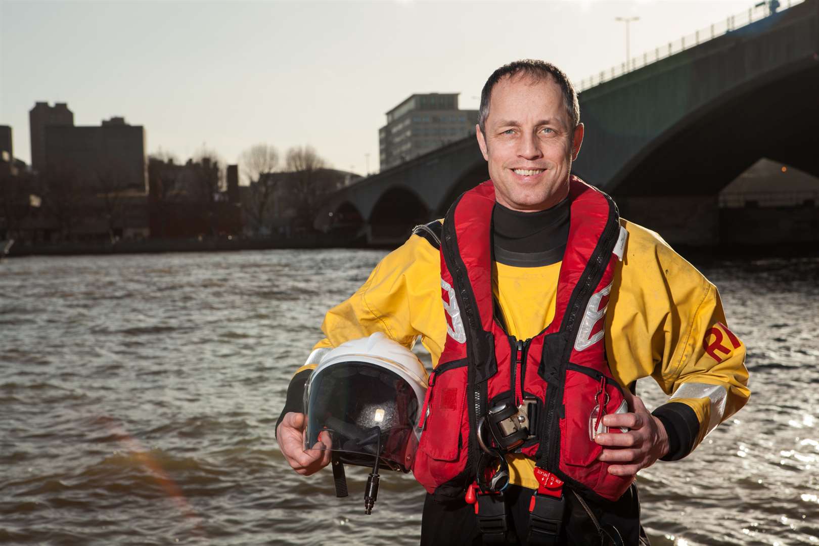 Lifeboat crewman Mick Nield on the River Thames