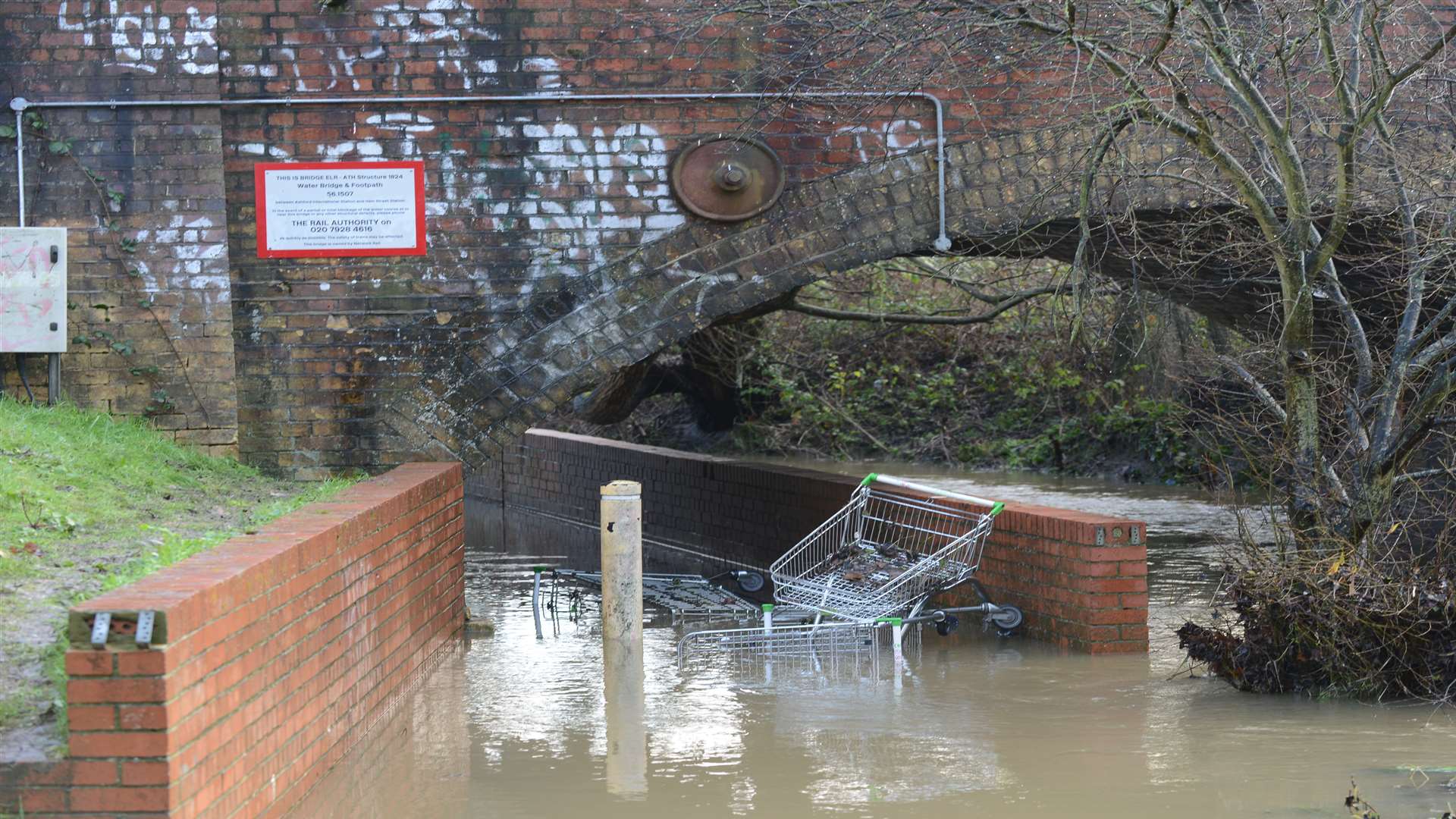 Dumped trolleys pose a serious flood risk. Picture: Gary Browne